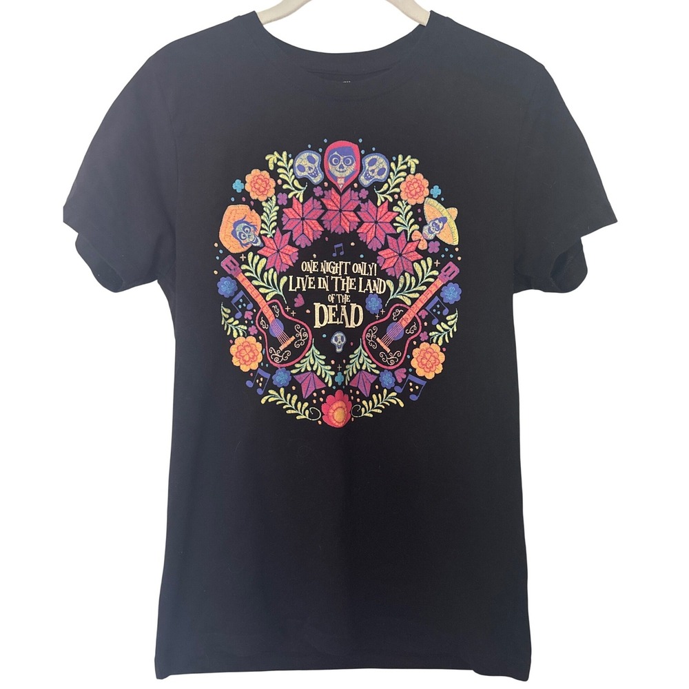 Disney Pixar Coco T-Shirt Unisex Small Black Land of the Dead Graphic Tee